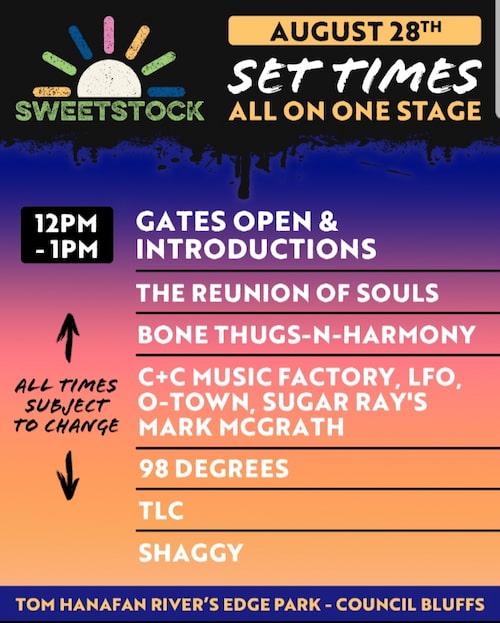 Sweetstock set times